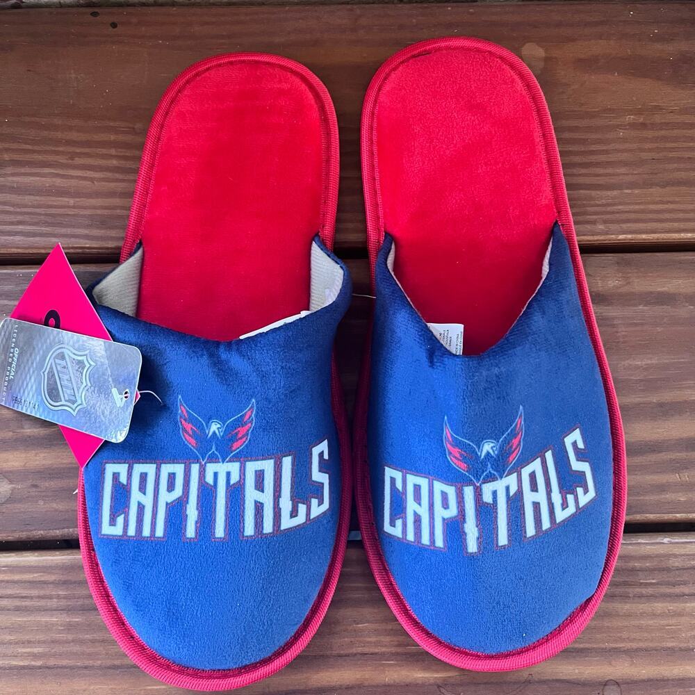 NWT: Washington Capitals Hockey Team Fan Slippers Men's 9-10 (I350)